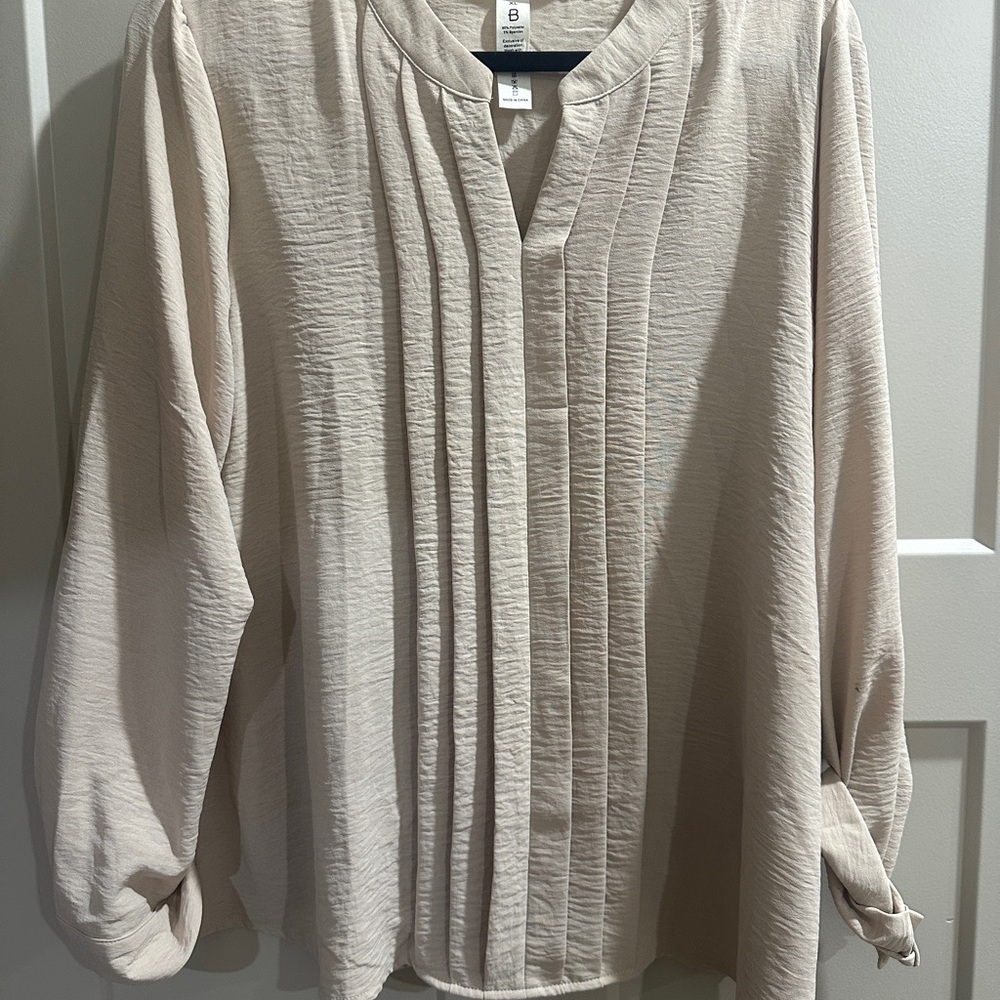 Beige Pleated Blouse
